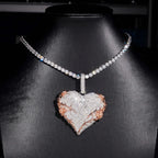 VVS Moissanite Heart-Shaped Rose and Thorn Pendant