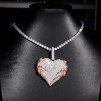 VVS Moissanite Heart-Shaped Rose and Thorn Pendant