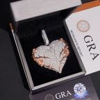 VVS Moissanite Heart-Shaped Rose and Thorn Pendant