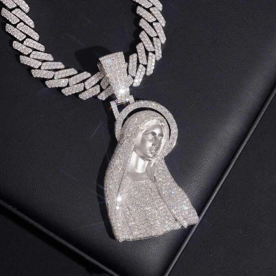 New Mother Mary Iced Out VVS Moissanite Pendant