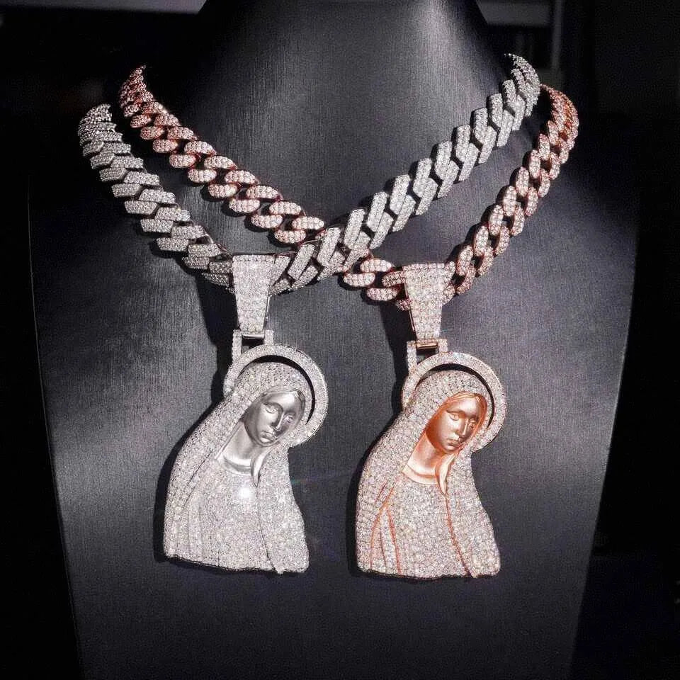 New Mother Mary Iced Out VVS Moissanite Pendant