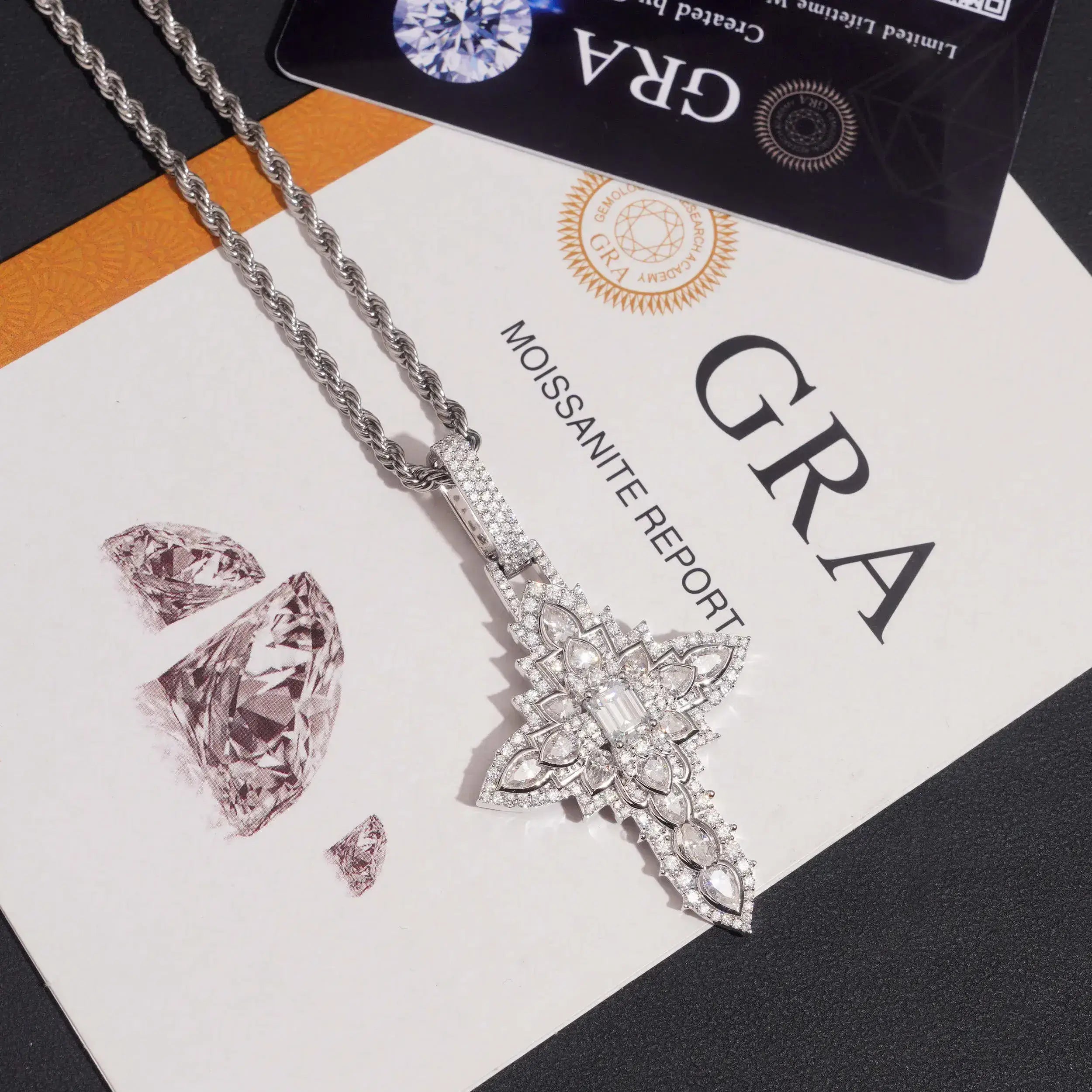 Mixed Shape VVS Moissanite Large Cross Pendant