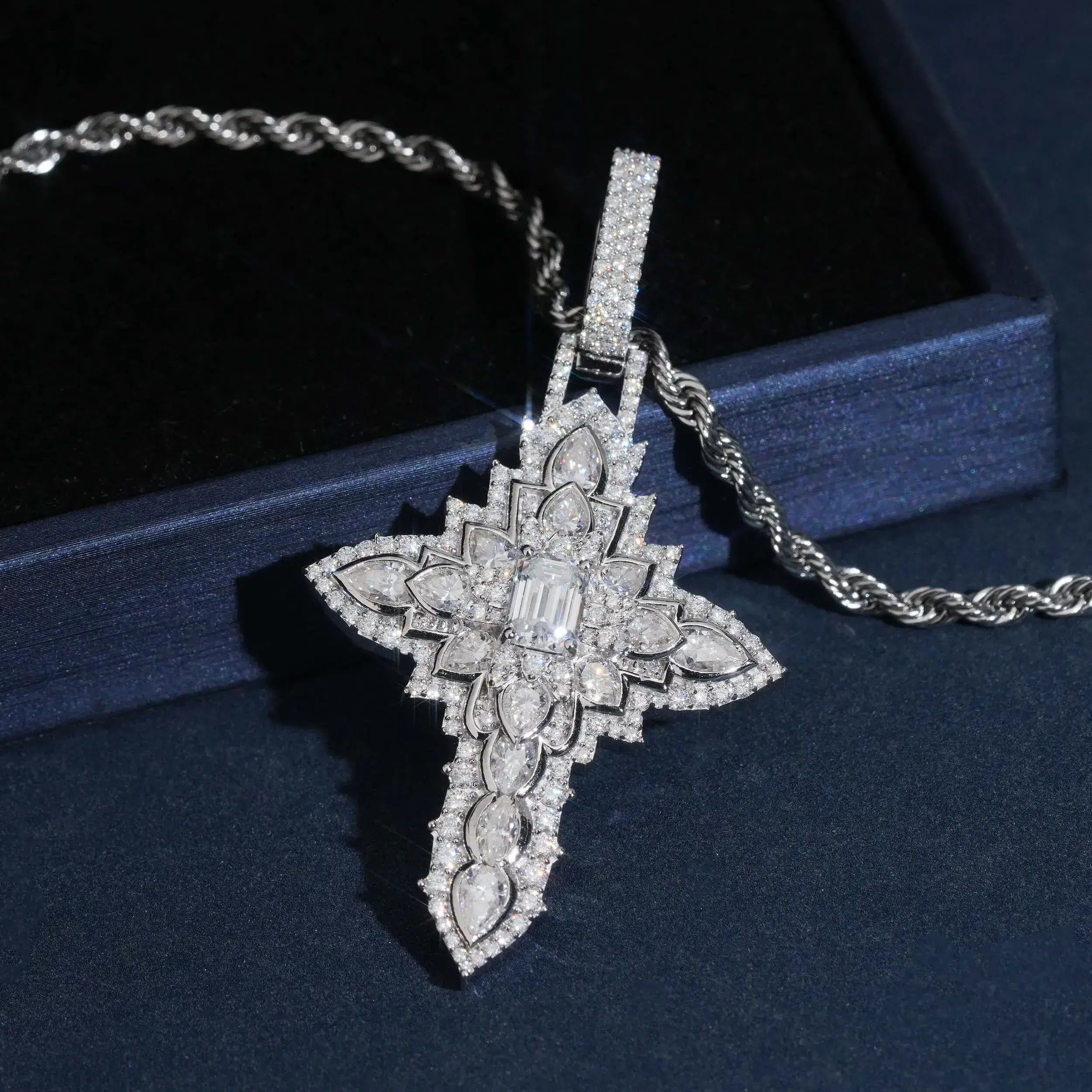 Mixed Shape VVS Moissanite Large Cross Pendant