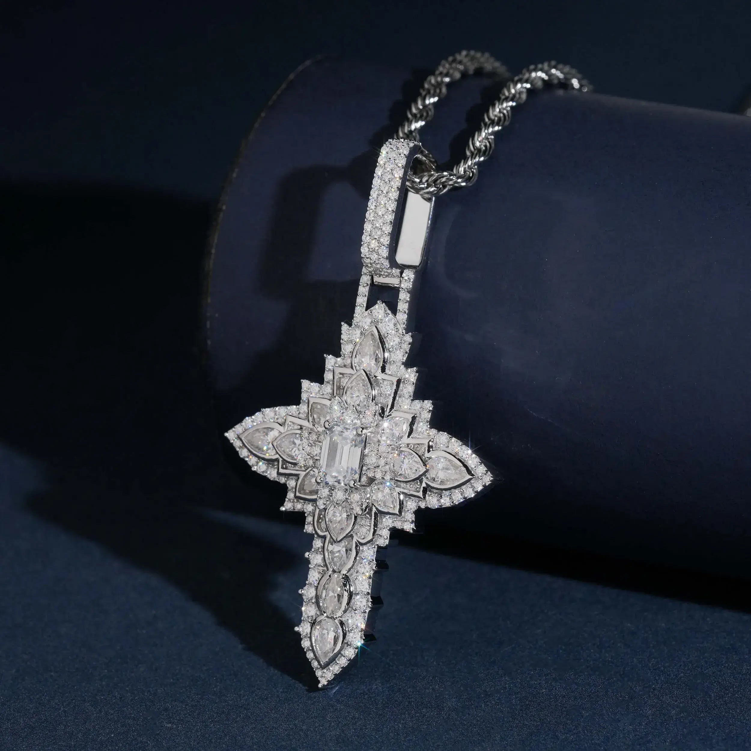 Mixed Shape VVS Moissanite Large Cross Pendant