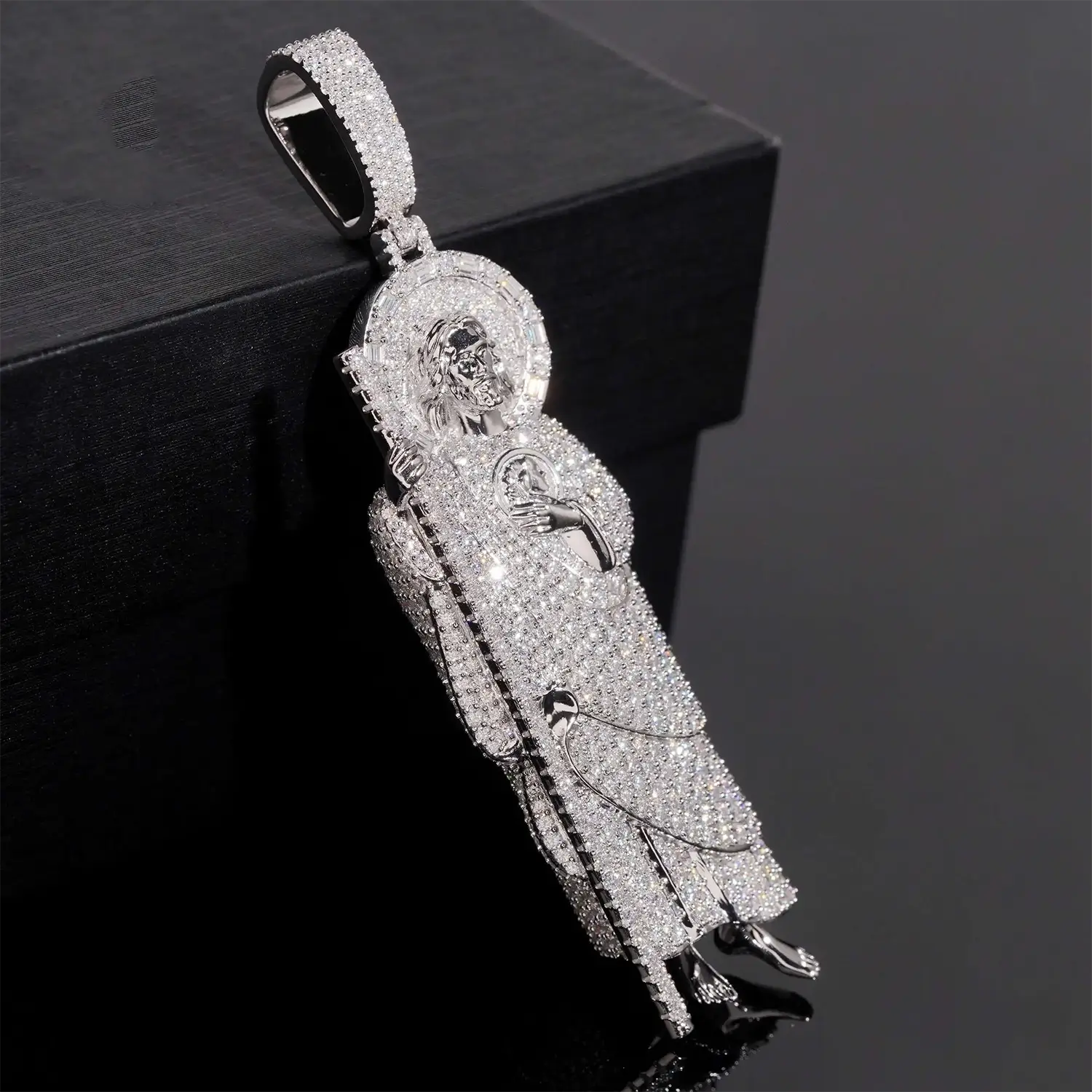 Iced Out VVS Moissanite San Judas Full Body S925 Silver Pendant