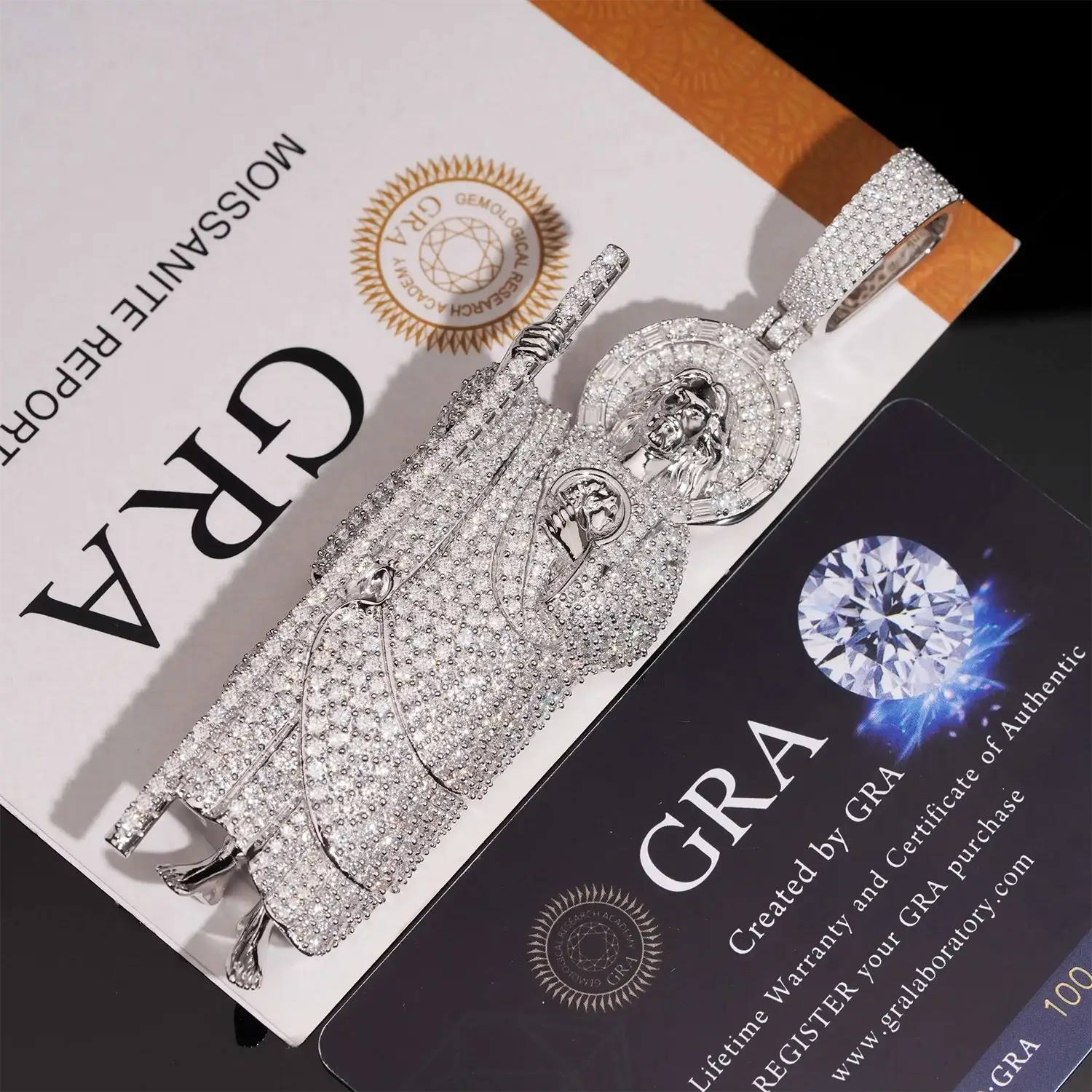 Iced Out VVS Moissanite San Judas Full Body S925 Silver Pendant