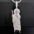 Iced Out VVS Moissanite San Judas Full Body S925 Silver Pendant