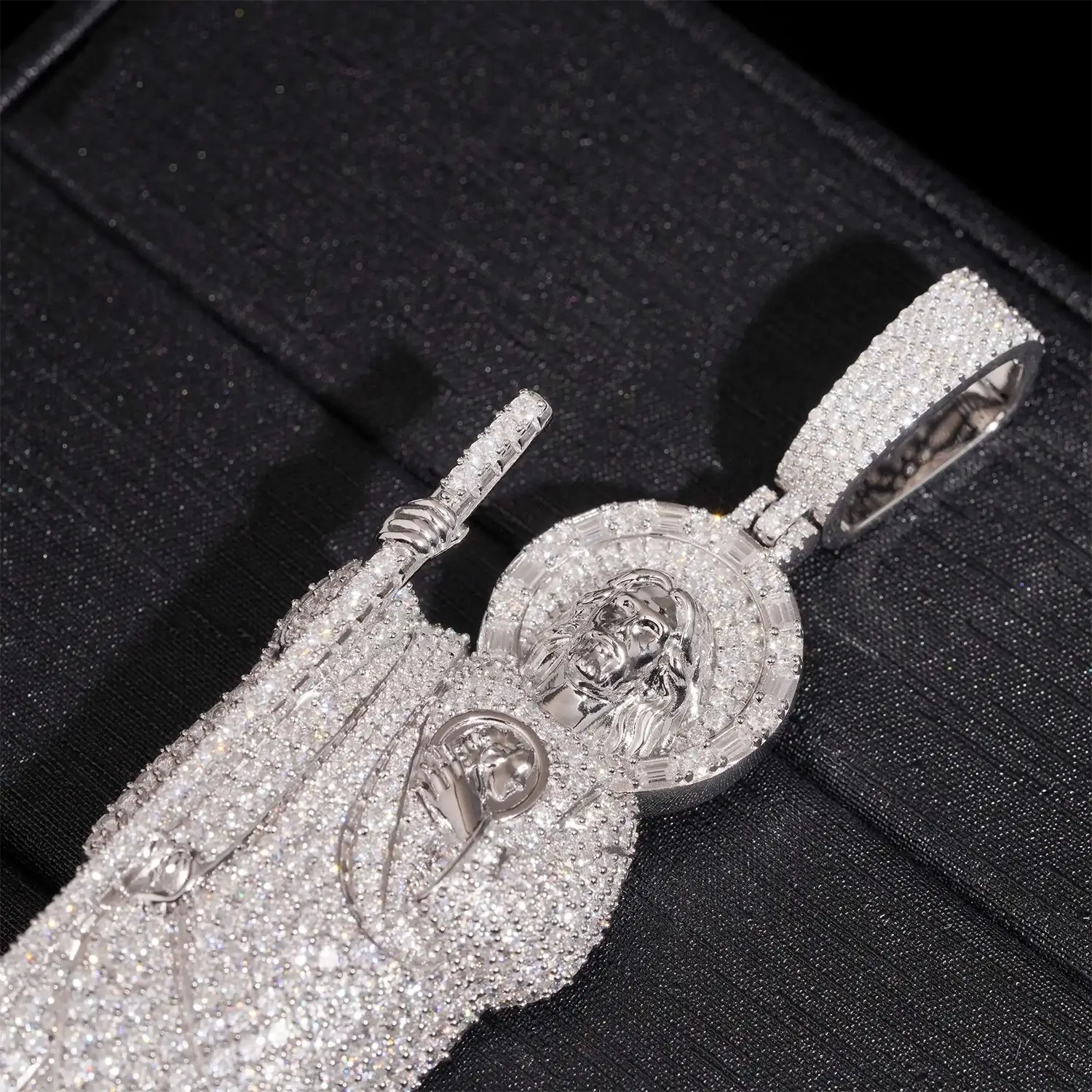 Iced Out VVS Moissanite San Judas Full Body S925 Silver Pendant