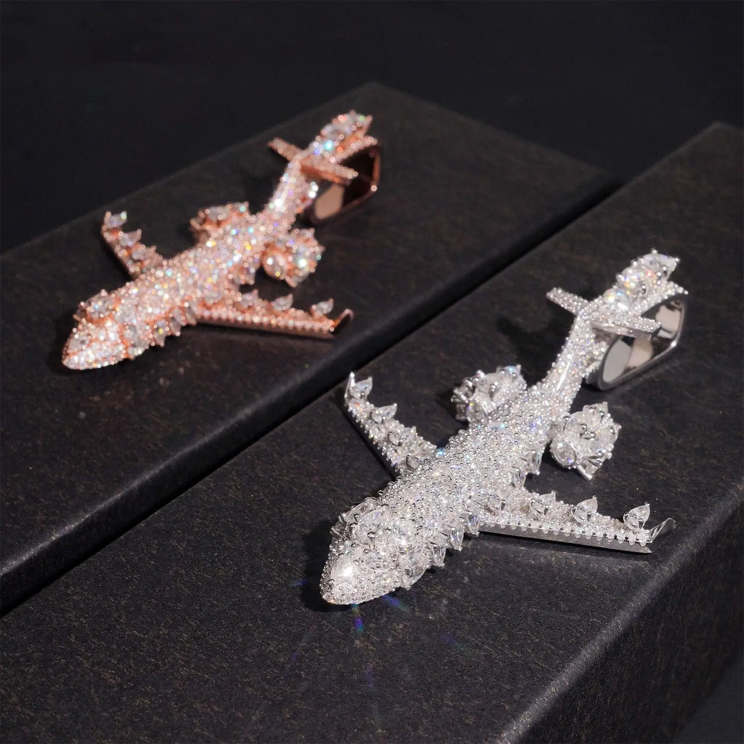 Iced Out VVS Moissanite Private Jet Pendant S925 Silver Hip Hop Piece