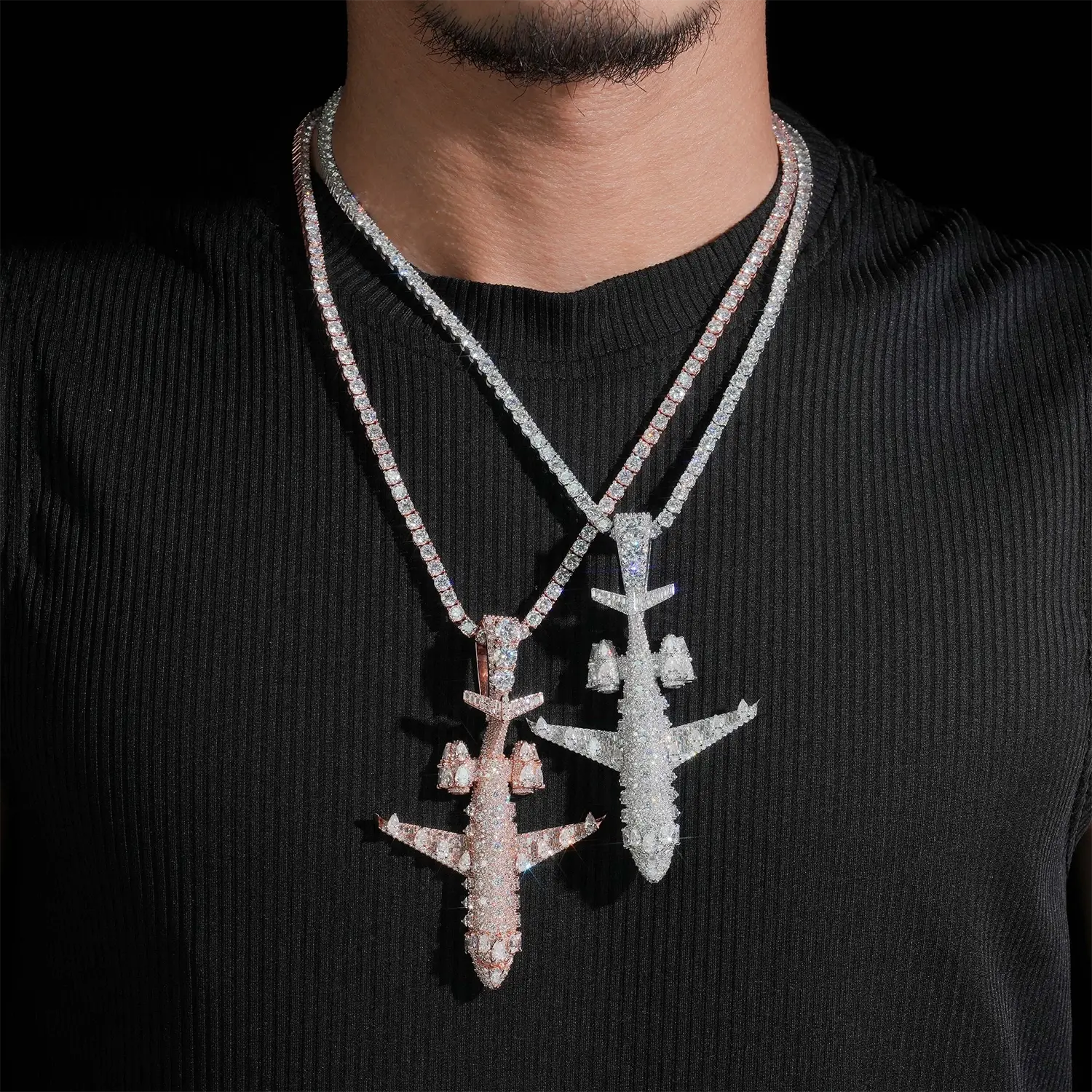 Iced Out VVS Moissanite Private Jet Pendant S925 Silver Hip Hop Piece Hauptbild