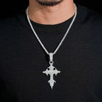 Square Princess Stone Vintage VVS Moissanite Cross Pendant