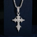 Square Princess Stone Vintage VVS Moissanite Cross Pendant