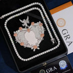 3D Rose Heartful Heart Shape VVS Moissanite Photo Pendant