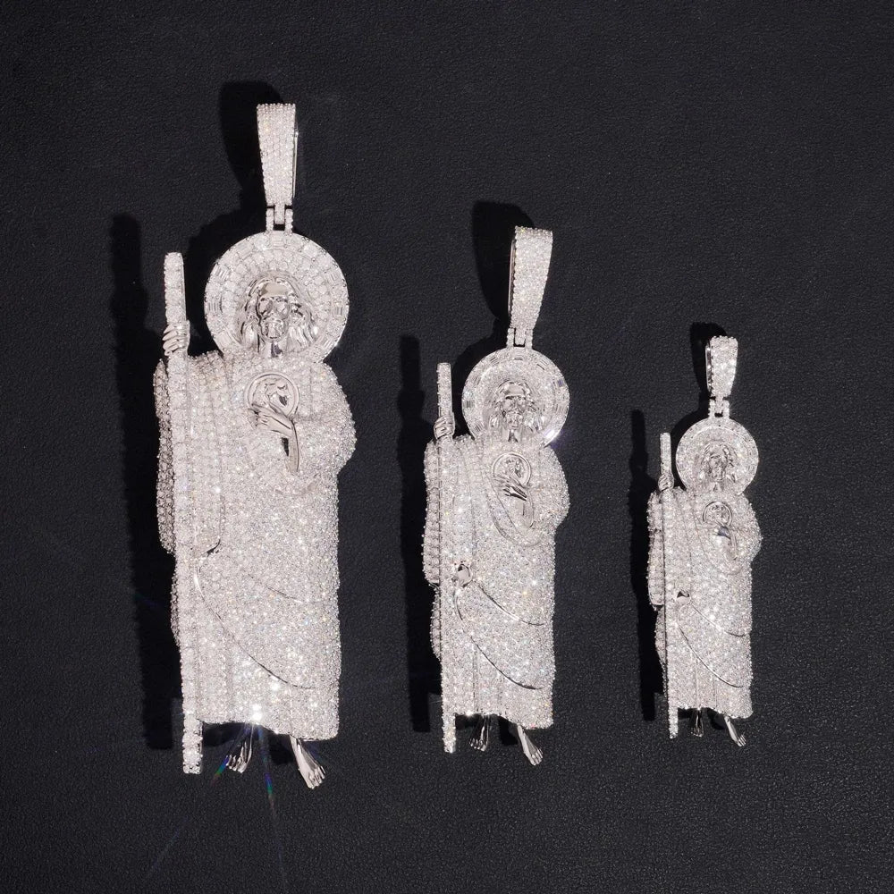 Iced Out VVS Moissanite San Judas Full Body S925 Silver Pendant