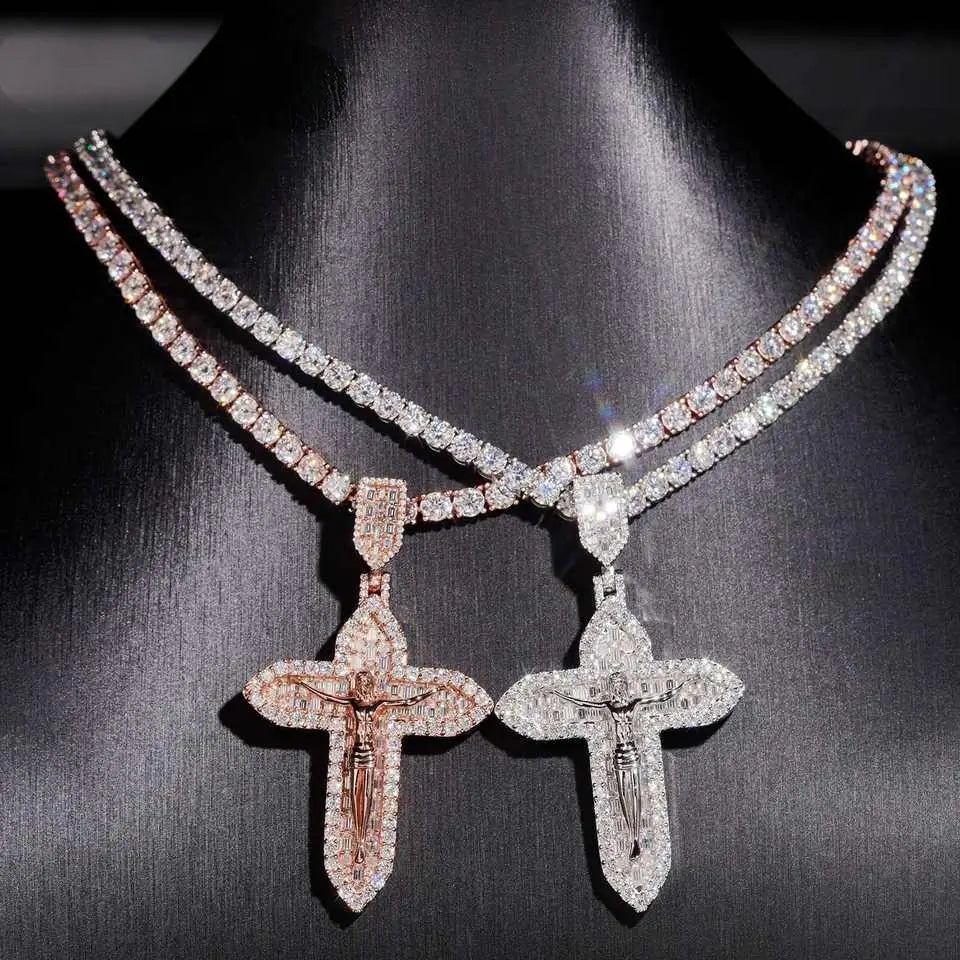 VVS Moissanite Cross Jesus Religious Pendant