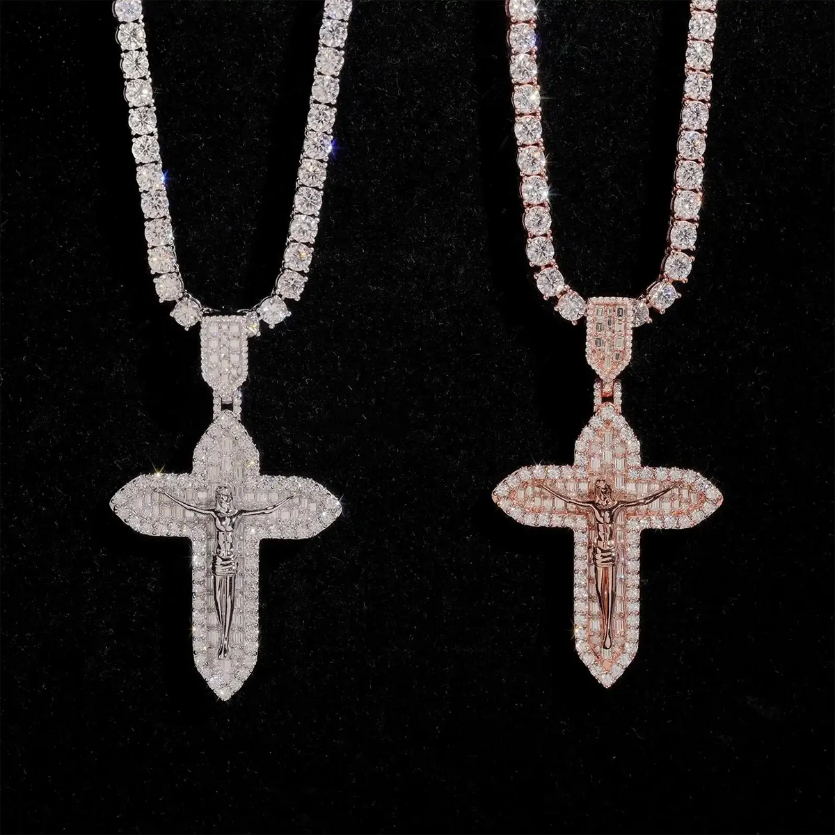 VVS Moissanite Cross Jesus Religious Pendant