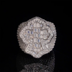 GL Hip Hop Cross Ring Fine Jewelry S925 Silver VVS Baguette Moissanite Cross Cuban Ring