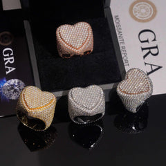 GL Custom Jewelry 925 Sterling Silver moissanite Ring VVS diamond Hip Hop  Heart Ring