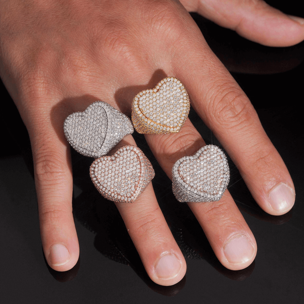 GL Custom Jewelry 925 Sterling Silver moissanite Ring VVS diamond Hip Hop  Heart Ring