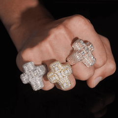 GL Cross Moissanite 925 sterling silver hip hop ring