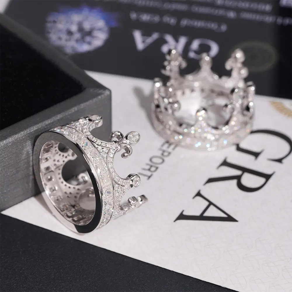 GL Fashion Iced out Imperial Crown VVS Moissnaite Diamond Hip Hop Ring