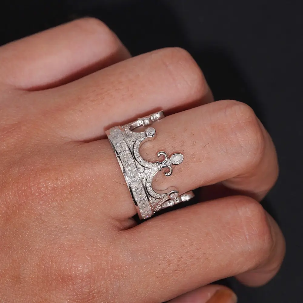 GL Fashion Iced out Imperial Crown VVS Moissnaite Diamond Hip Hop Ring Main image
