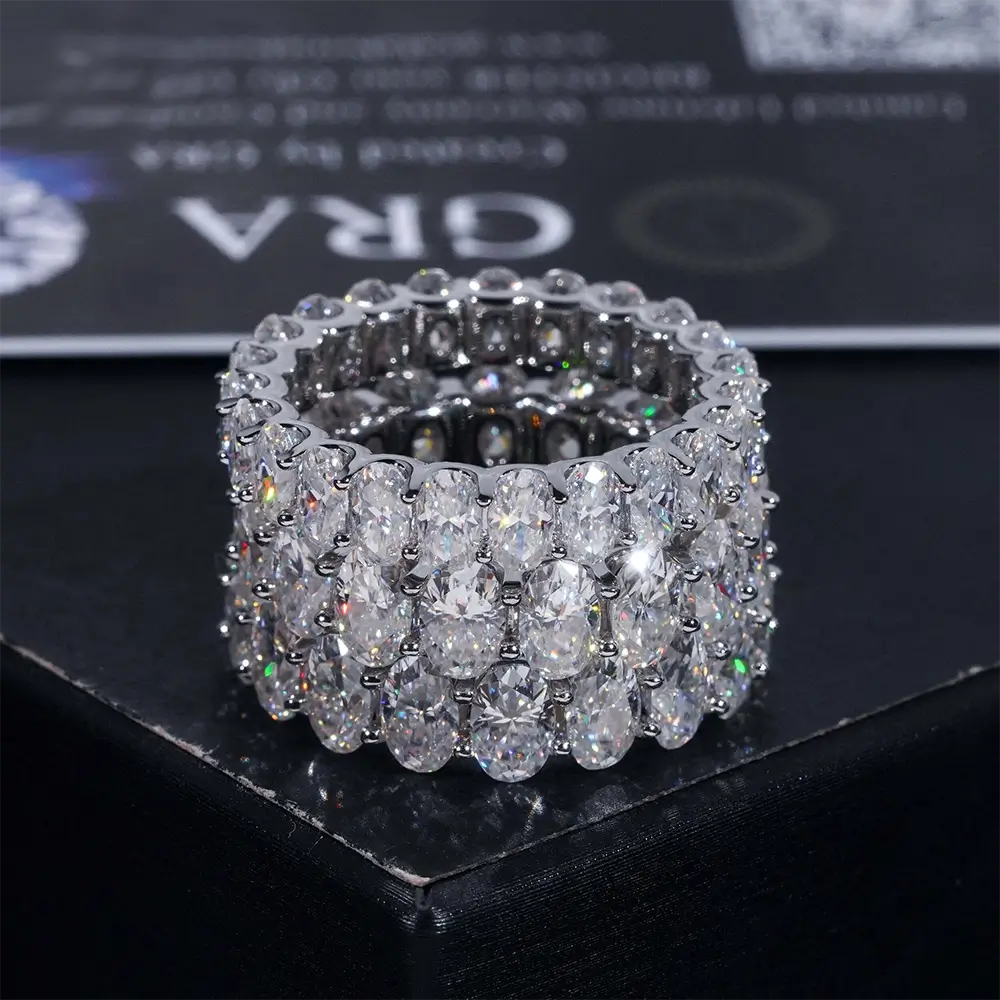 Luxury Jewelry Moissanite Rings VVS Moissanite Band 925 Sterling Silver Gold Plated Wedding Engagement Moissanite Diamond Ring