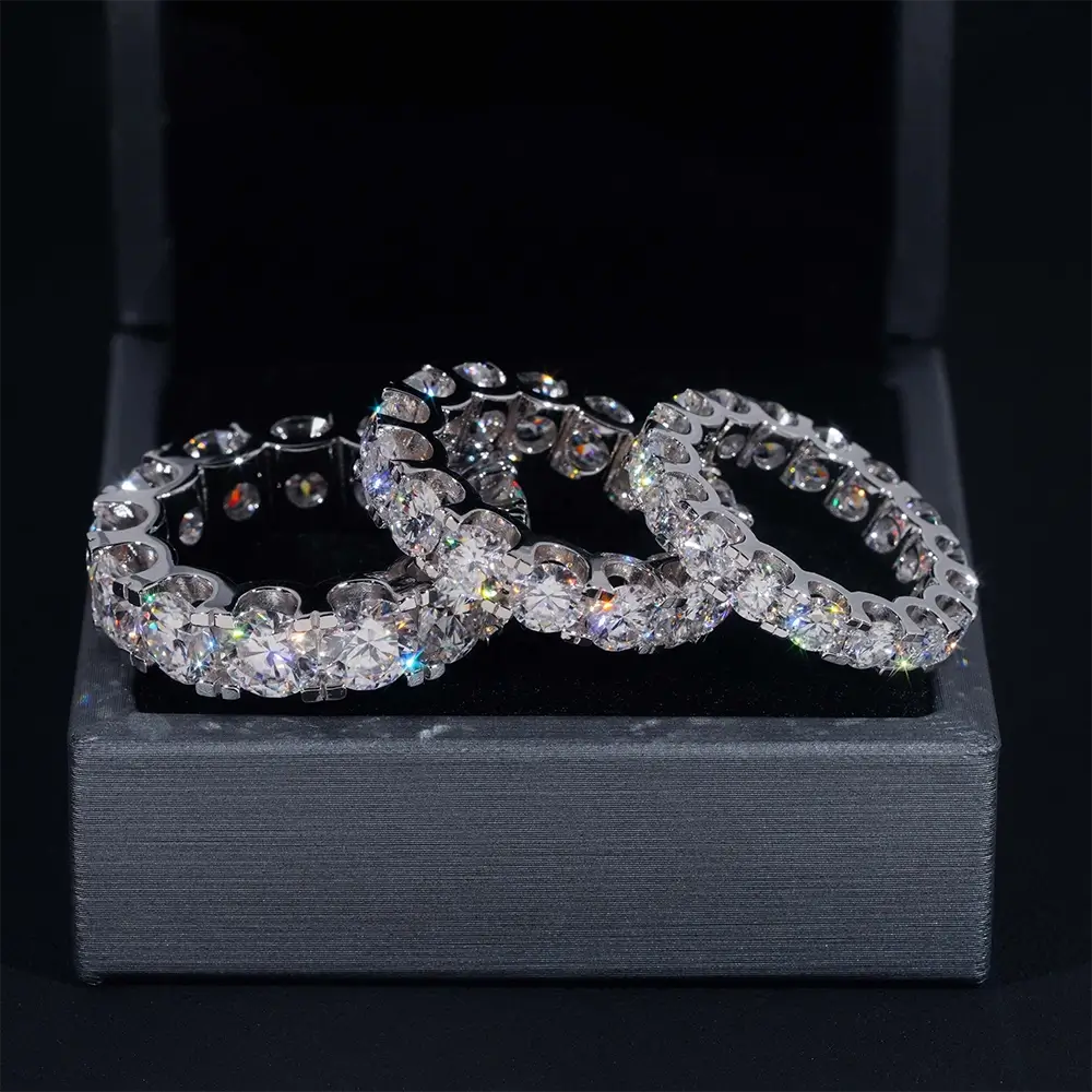 GL Round 4mm 5mm Diamond Band Moissanite Eternity Ring