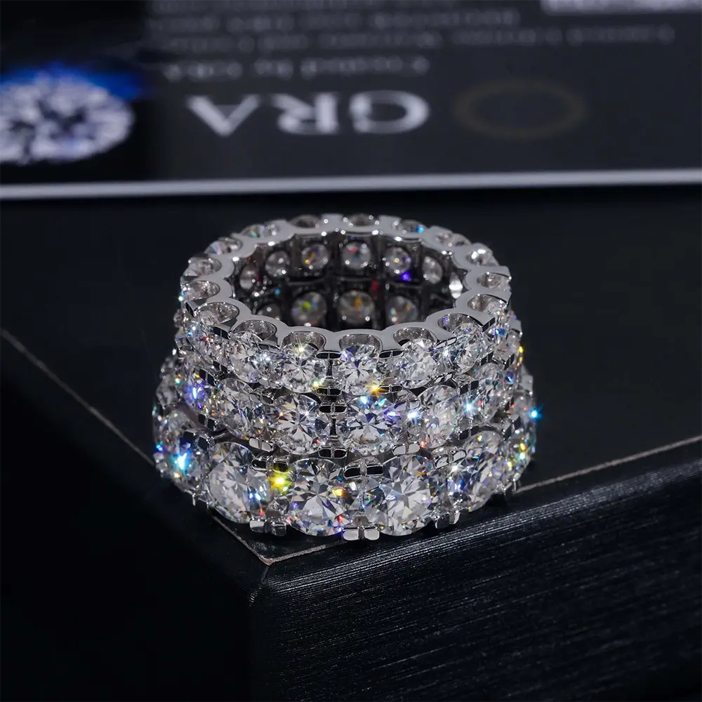 GL Round 4mm 5mm Diamond Band Moissanite Eternity Ring