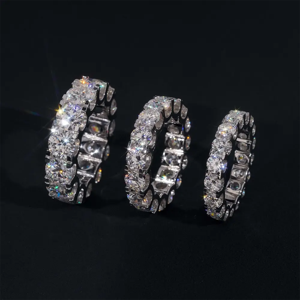 GL Round 4mm 5mm Diamond Band Moissanite Eternity Ring