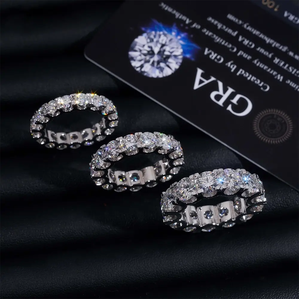 GL Round 4mm 5mm Diamond Band Moissanite Eternity Ring