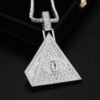Eye Perspective Triangular Pyramid Brass Zircon Pendant