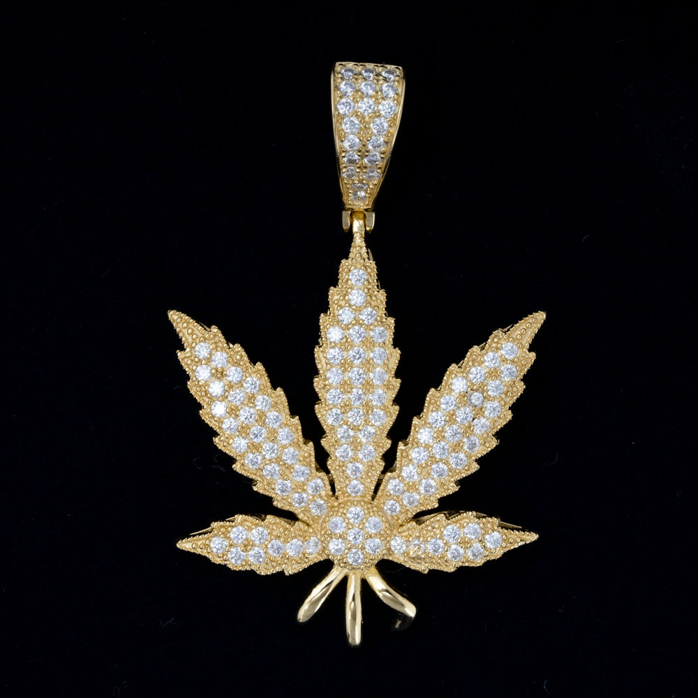 GL Hip Hop Iced Out Maple Leaf S925 Silver VVS Moissanite Pendant