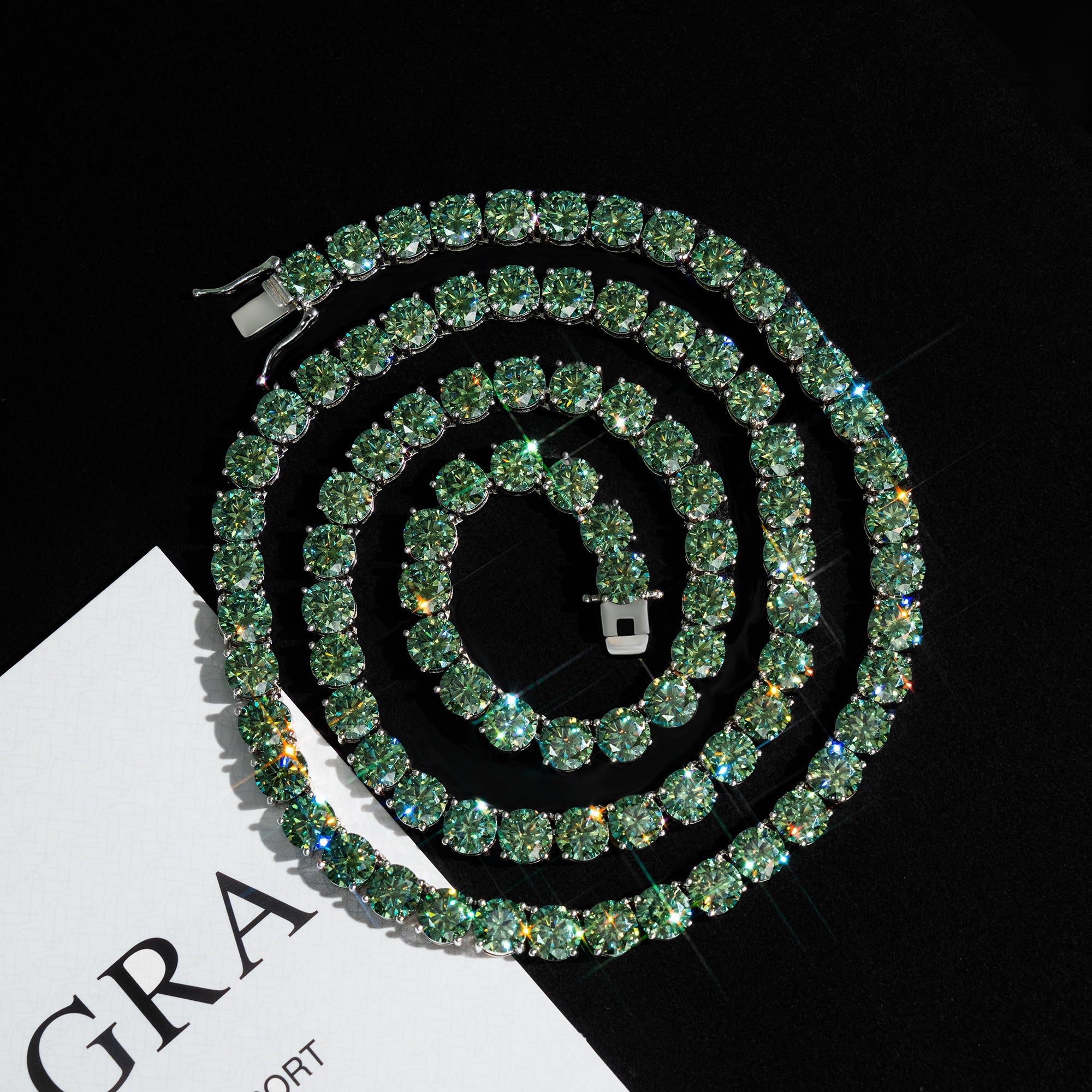 GL Green S925 Silver Moissanite Tennis Chain Secondary image
