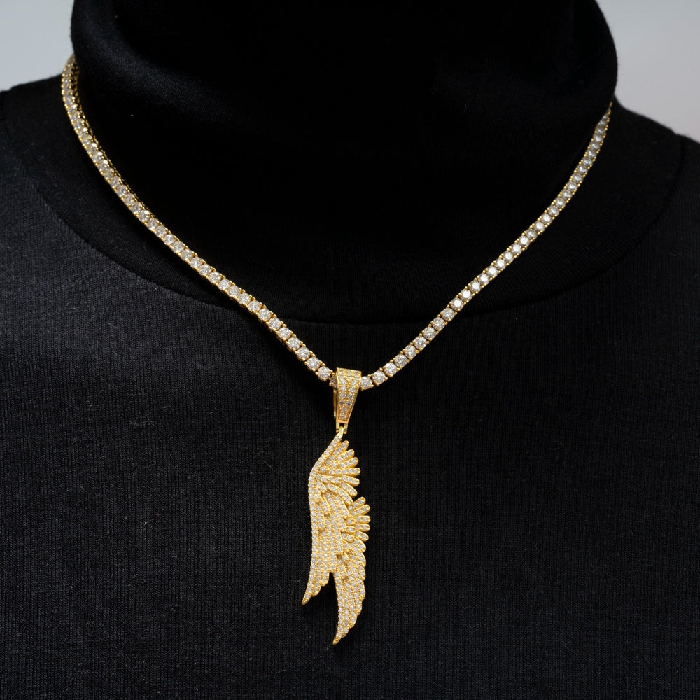 GL Angel Wing Iced Out S925 Silver Moissanite Pendant