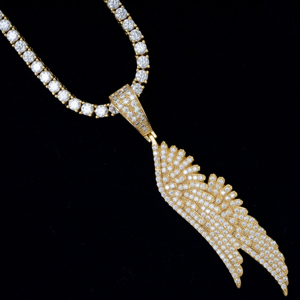 GL Angel Wing Iced Out S925 Silver Moissanite Pendant