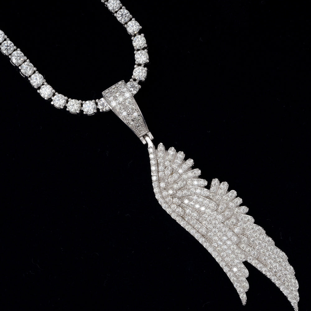 GL Angel Wing Iced Out S925 Silver Moissanite Pendant Secondary image