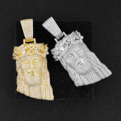 GL Silver Full Moissanite Garland Corolla Jesus Pendant