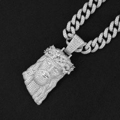 GL Silver Full Moissanite Garland Corolla Jesus Pendant
