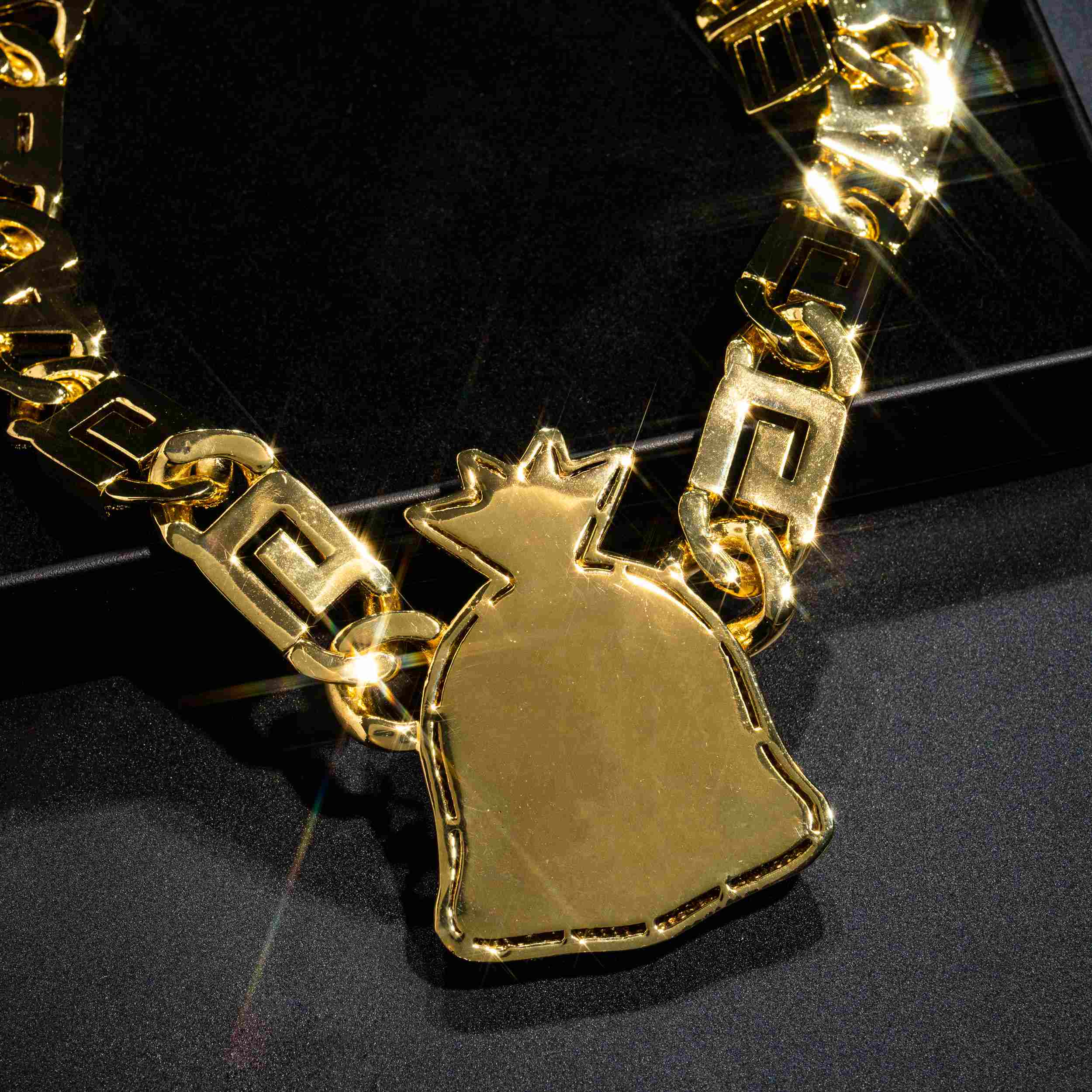 GL Incredible Money Bag Pendant Cuban Chain Set