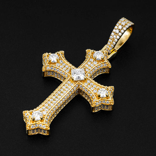 925 Sterling Silver Iced Out Hip Hop Rapper Jewelry Men VVS Diamond Moissanite Cross Pendant