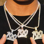 GL Ice Out Moissanite Pendant Letters 100 With Free Chain