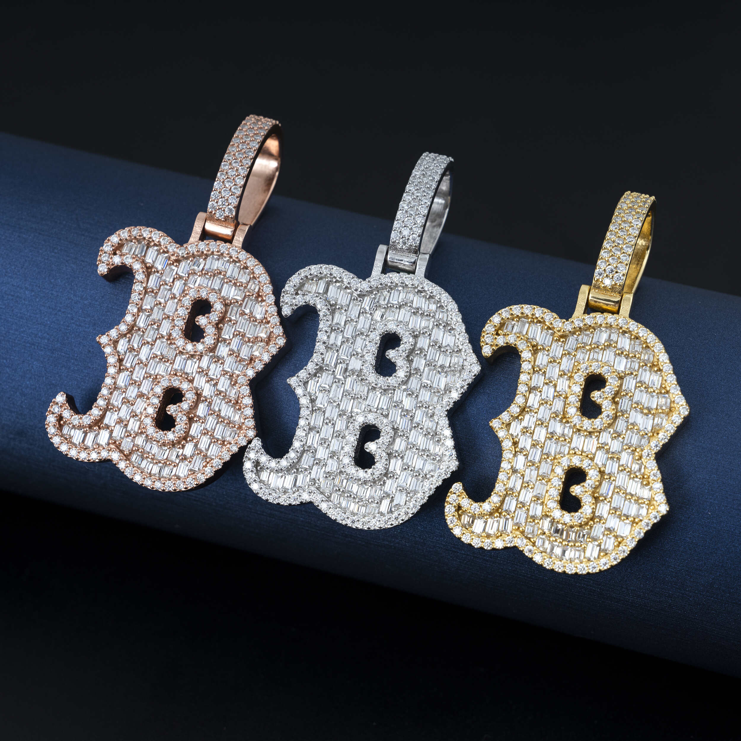 GL Iced Out Silver VVS Moissanite Hip Hop Individual Letter "K B J" Pendant