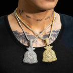 GL Rich Money Bag Ice Out Moissanite Pendant