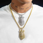 GL Rapper Rock Moissanite Silver custom lion head pendant