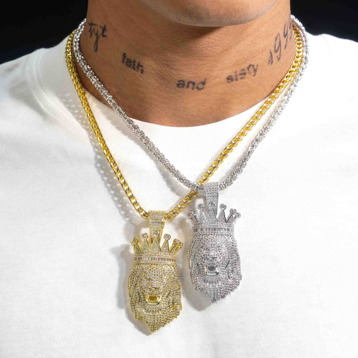 GL Rapper Rock Moissanite Silver custom lion head pendant