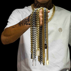 6mm 8mm 10mm 12mm 14mm Stainless Steel Silver Button end Cuban Chain Bracelet