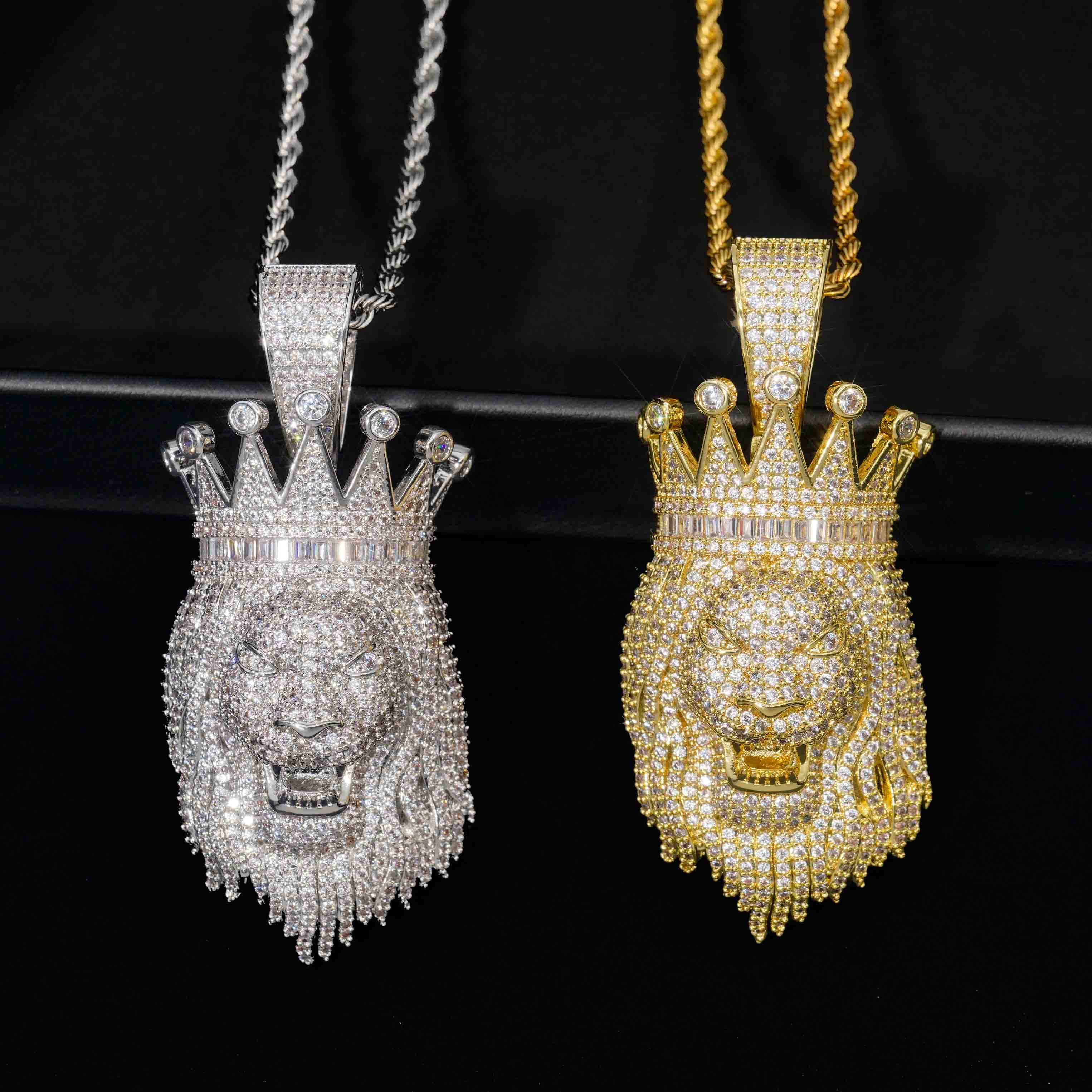 GL Rapper Rock Moissanite Silver custom lion head pendant