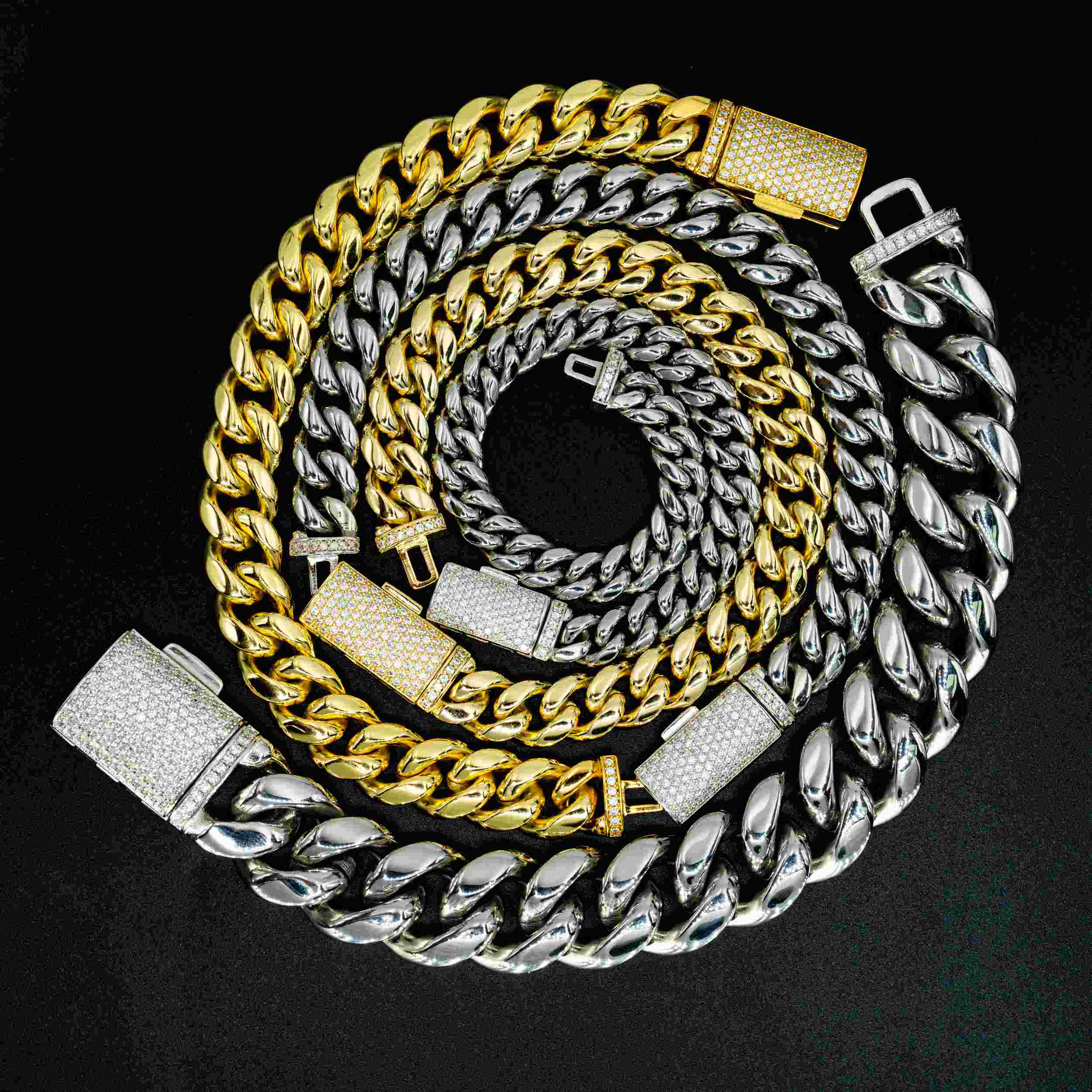 6MM 8MM 10MM 12MM 14MM Stainless Steel Silver Button End Cuban Chain Bracelet