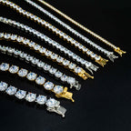 GL Stainless Steel Zircon Tennis Chain Bracelet Necklace
